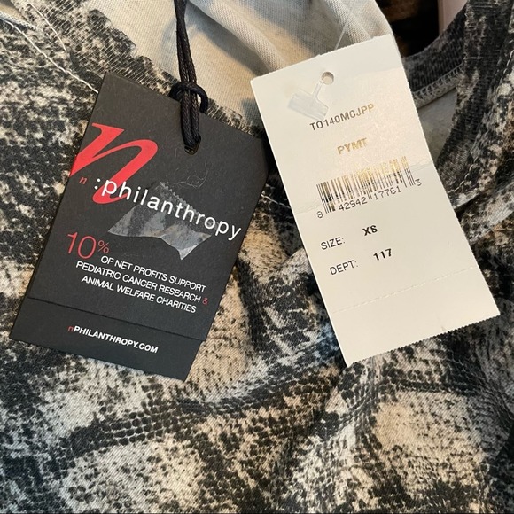 n:Philanthropy Women's Gray Multi Python Print Front Knot Harlow BFF Tee sz XS - Picture 6 of 6